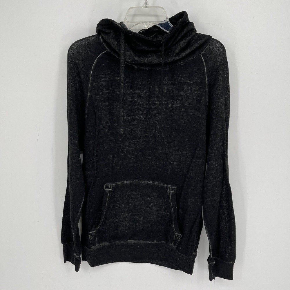 Derek Heart Women's Black Acid Wash Cowl Neck Pullover Hoodie Sweatshirt Size L